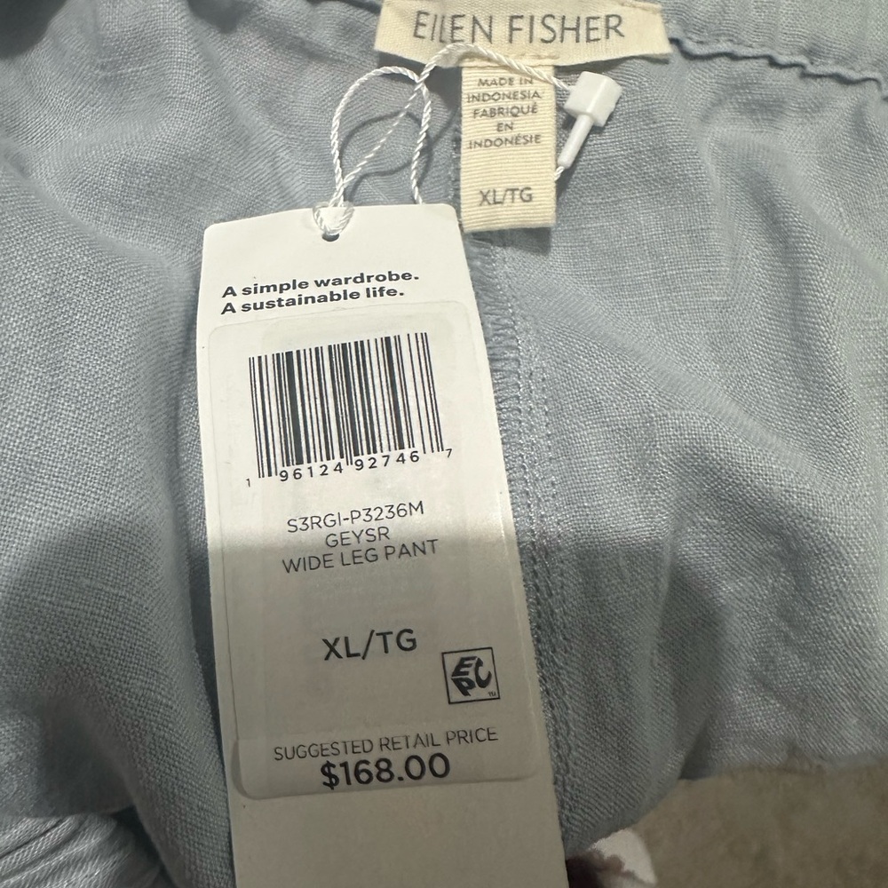 NWT Eileen Fisher Garment-Dyed Organic Linen Wide-Leg Pant - Picture 6 of 6